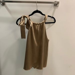 Gold halter top with tie detail